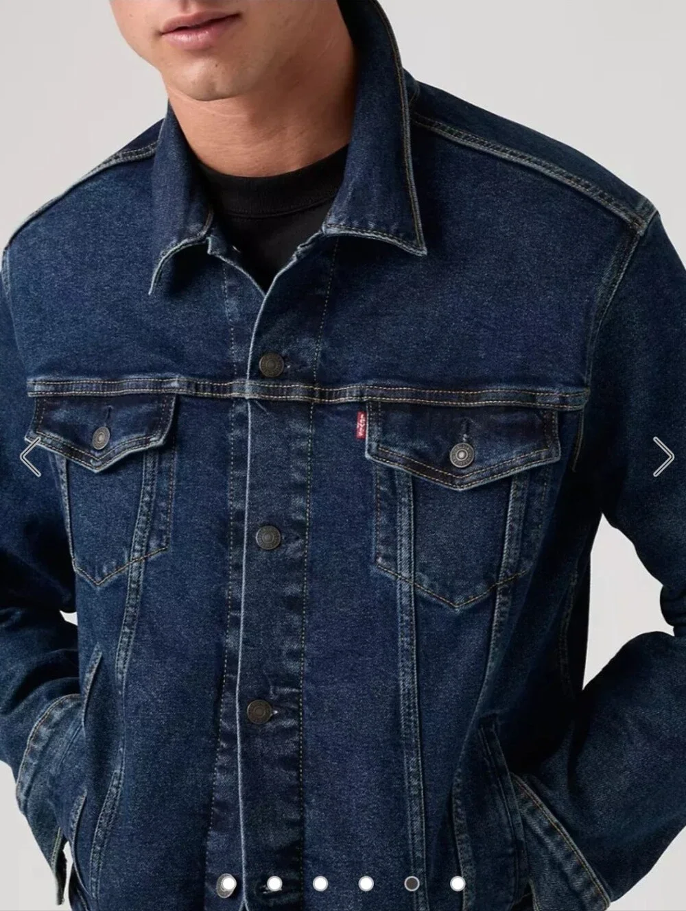 Levi's Men's Dark Blue Denim Trucker Jacket - Classic Trucker Style